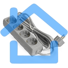 Удлинитель ExeGate ECE-4-3G (EX285814RUS), серый, 3 м, евровилка с заземлением, 4 евророзетки с заземлением, 2200 Вт