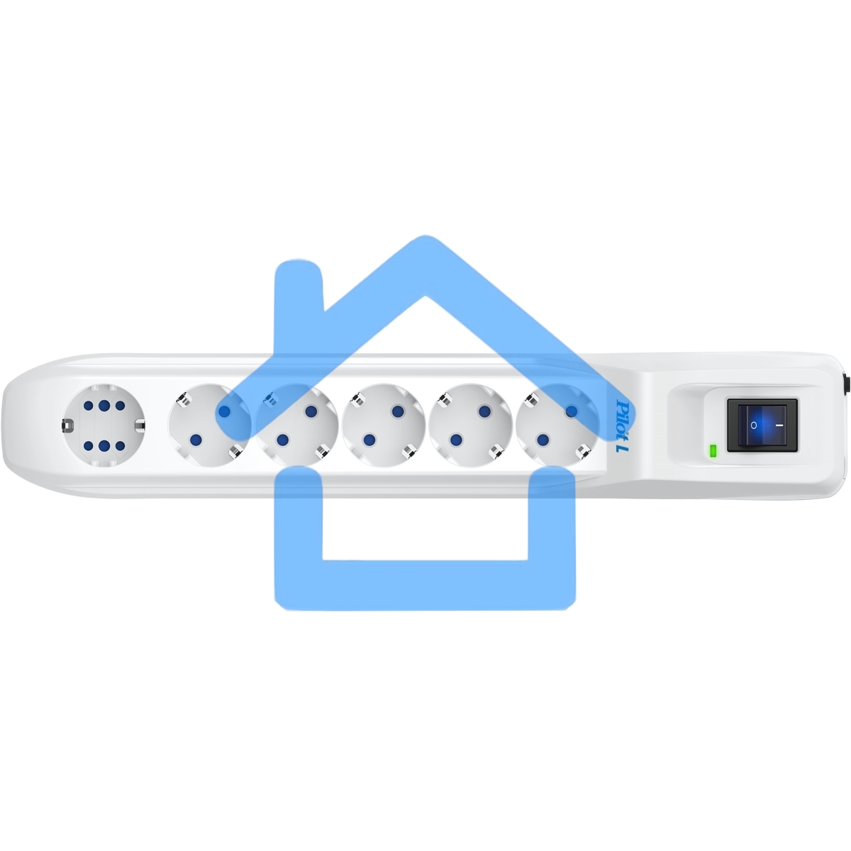 Сетевой фильтр Pilot L GP 6 розеток (5 евро + 1GP) 10 м/ Surge protector Pilot L GP 6 outlets (5 EUR + 1GP) 10 m белый
