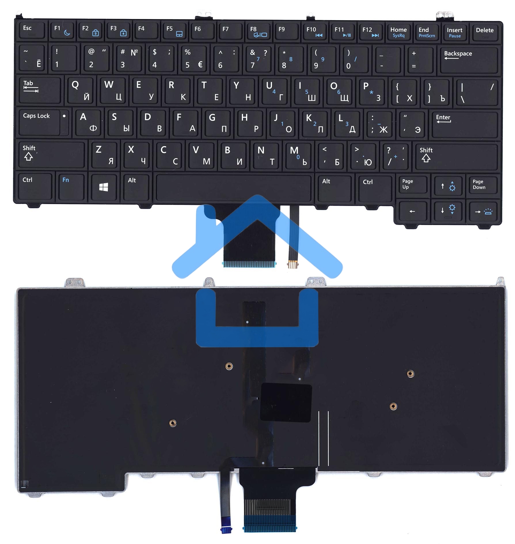Клавиатура для ноутбука Dell Latitude E7420 черная с подсветкой без указателя