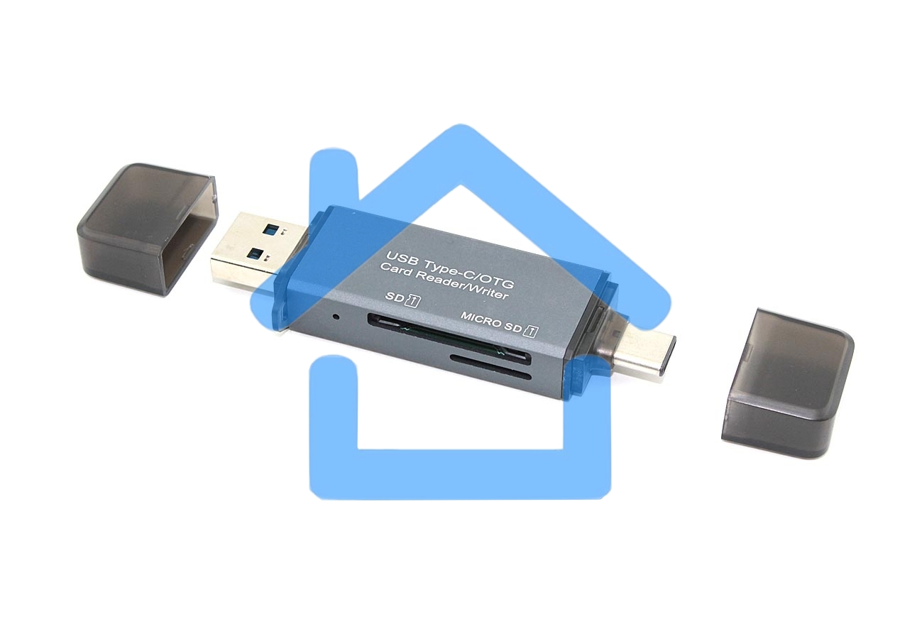 Кард ридер MicroSD/SD с разъемами USB и Type C