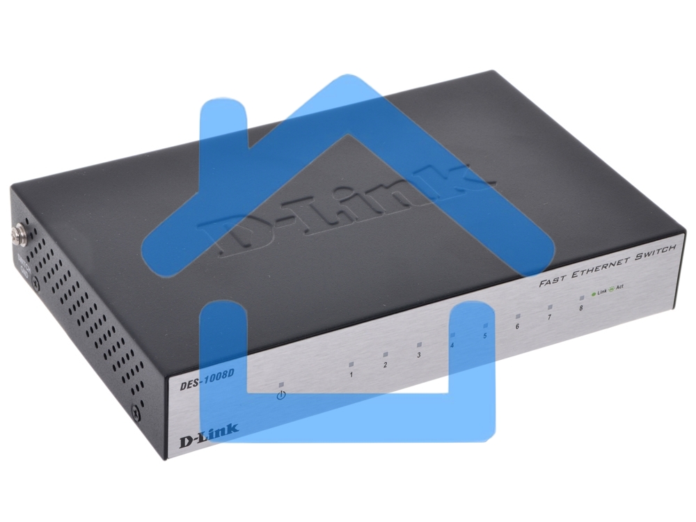 Неуправляемый коммутатор с 8 портами 10/100Base-TX D-Link DES-1008D/(K2A/K3A)RU/J1A/J2A/L2A/L2B