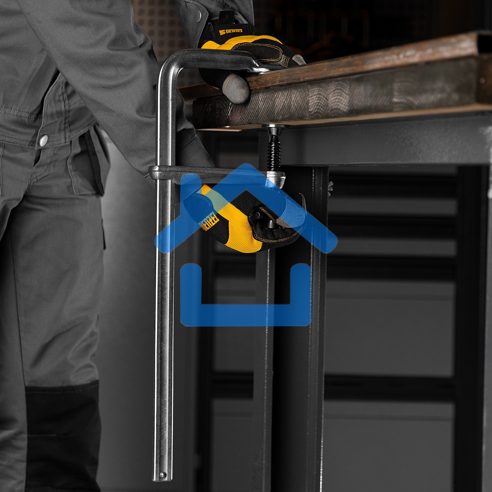 Струбцина Denzel F-образная, 100x400 мм, кованая