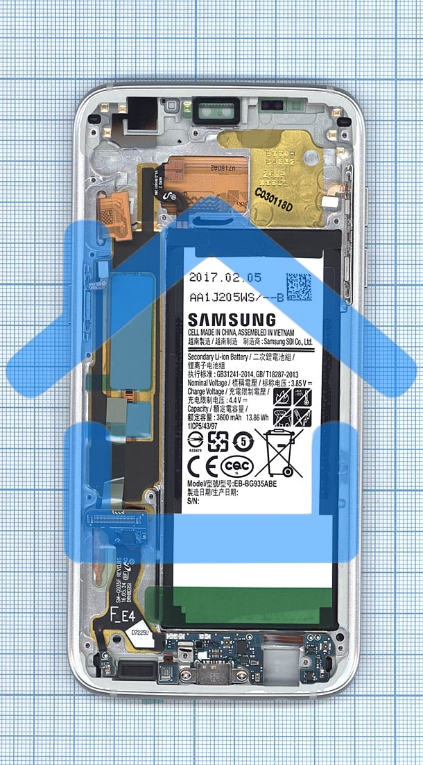 Дисплей для Samsung Galaxy S7 Edge SM-G935FD белый с рамкой и аккумулятором