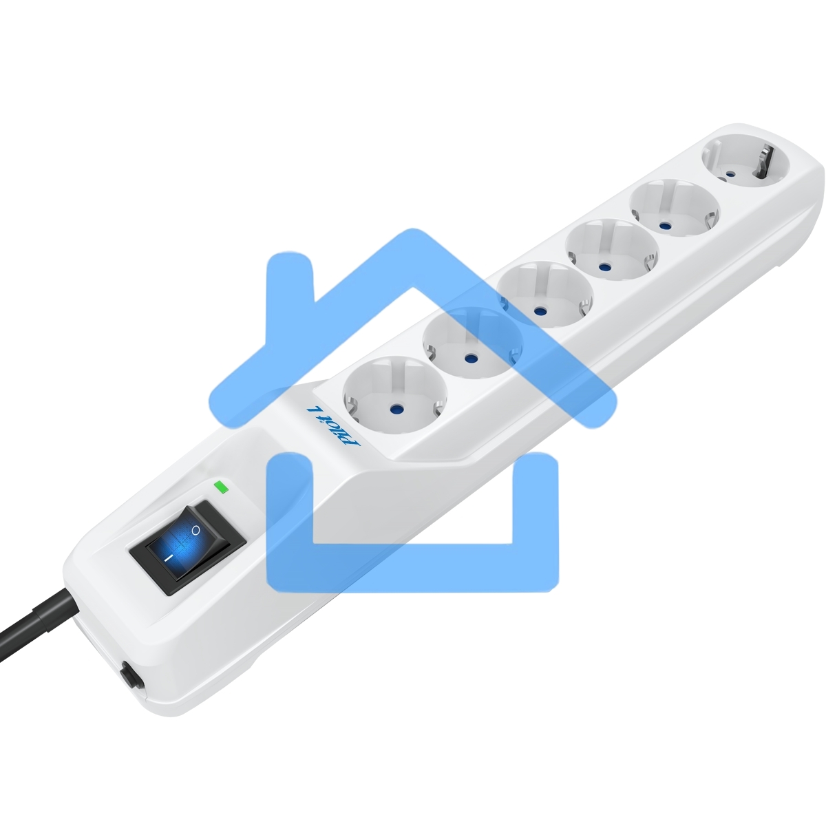 Сетевой фильтр Pilot L GP 6 розеток (5 евро + 1GP) 10 м/ Surge protector Pilot L GP 6 outlets (5 EUR + 1GP) 10 m белый