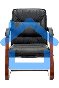 Кресло офисное Бюрократ T-9927WALNUT-AV черный, кожа, полозья дерево