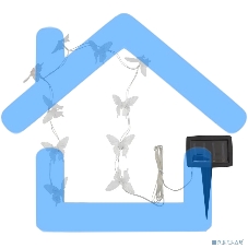 Каскад Lamper Полет бабочки LED 3 м с выносной солнечной панелью 2 м и аккумулятором, холодное белое свечение