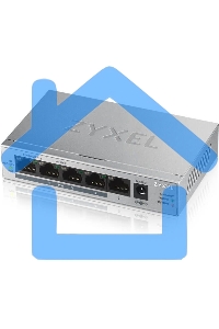Коммутатор Zyxel GS1005HP Switch PoE +, 5xGE (4xPoE +), desktop, metal, silent, PoE budget 60 W