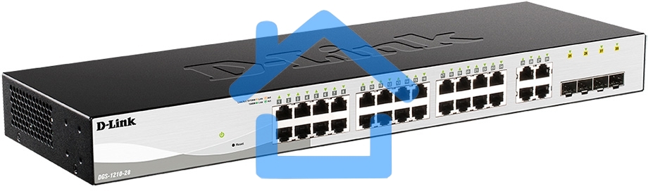Настраиваемый коммутатор WebSmart с 24 портами 10/100/1000Base-T и 4 комбо-портами 100/1000Base-T/SFP D-Link DGS-1210-28/F3A