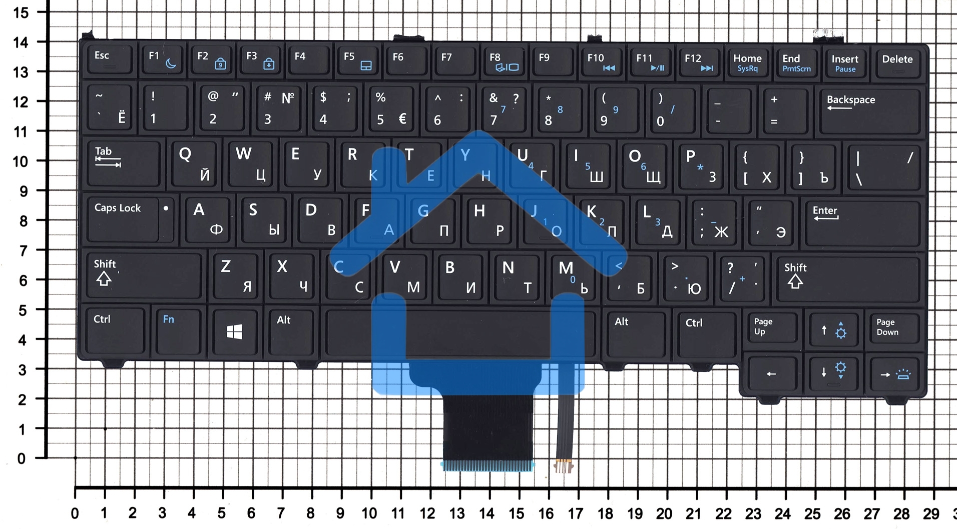 Клавиатура для ноутбука Dell Latitude E7420 черная с подсветкой без указателя