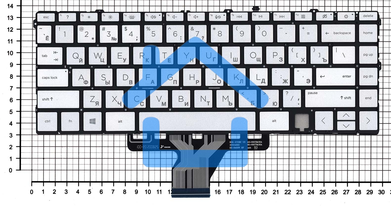Клавиатура для ноутбука HP Envy 13-BA серебро