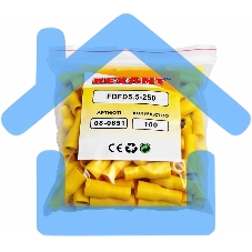 Клемма плоская полностью изолированная гнездо 6.6 мм 4-6 мм² (РППи-м 6.0-(6.3)) Rexant