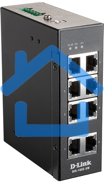 Коммутатор D-Link DIS-100E-8W/A1A, L2 Unmanaged Industrial Switch with 8 10/100Base-TX ports.1K Mac address, 802.3x Flow Control, Stand-alone, Auto MDI/MDI-X for each port, D-link Green technology, Metal case,