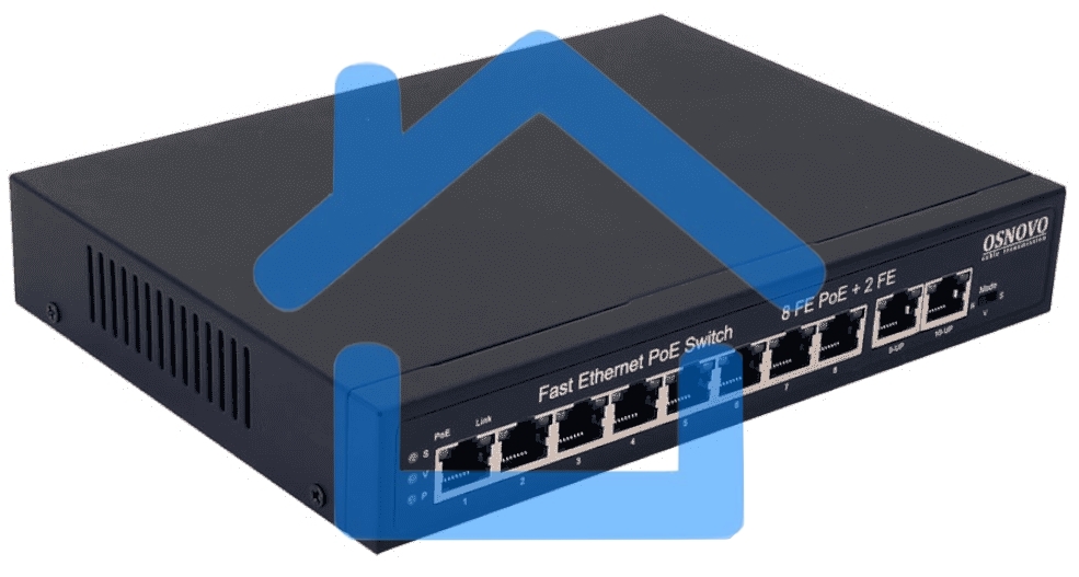 Коммутатор PoE OSNOVO SW-21000(120W), 8 x FE с поддержкой PoE (IEEE 802.3af/at), 2 x FE, до 30W на порт, суммарно до 120W