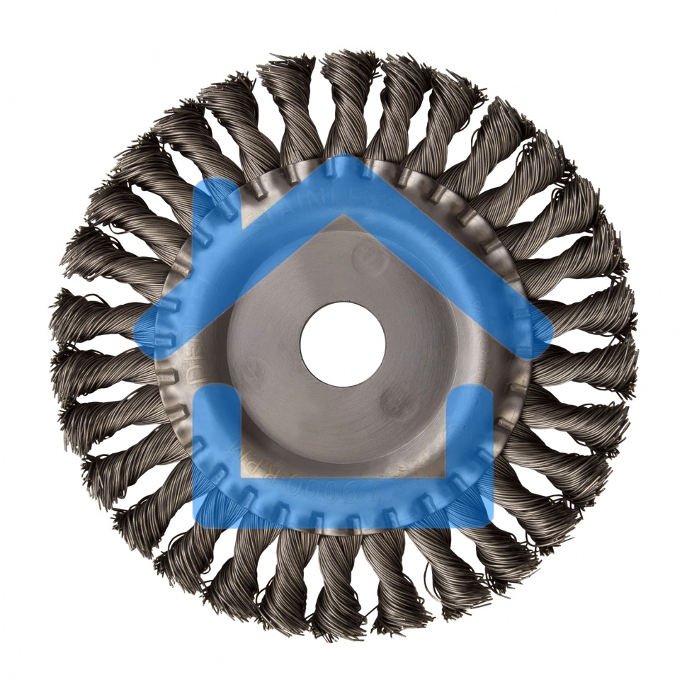 Щетка для УШМ Denzel 150 мм, Плоская, крученая нержавеющая проволока 0,5мм 746343