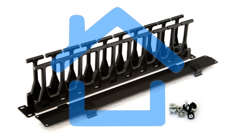 Кабельный организатор с крышкой Hyperline CMF-1U-FPL106-MCOV-RAL9005, глубина 106 мм, 19