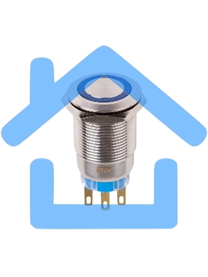 Кнопка антивандальная Ø19 12В Фикс (5с) ON-OFF/OFF-ON подсв/синяя Rexant
