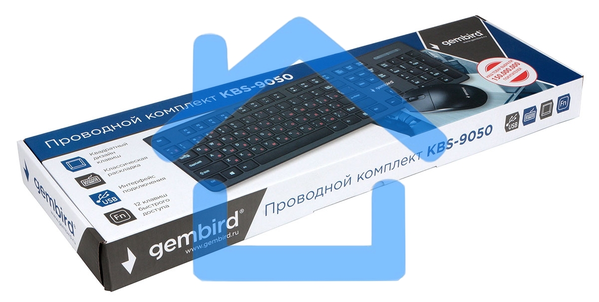 Комплект клавиатура+мышь проводные Gembird KBS-9050, черный,104кл, 3кн., каб.1.5м