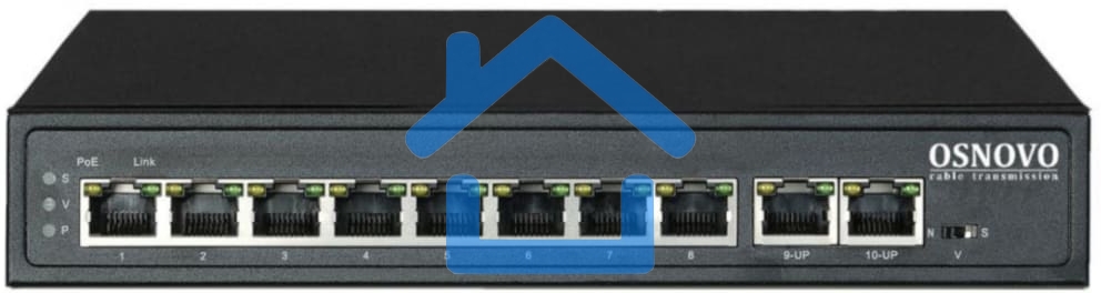 Коммутатор Passive PoE OSNOVO SW-21000/A(120W), 8*10/100 Base-T+ 2*10/100 Base-T Uplink, до 30W на порт