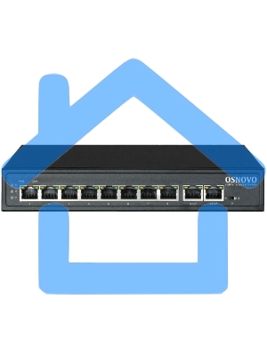Коммутатор Passive PoE OSNOVO SW-21000/A(120W), 8*10/100 Base-T+ 2*10/100 Base-T Uplink, до 30W на порт