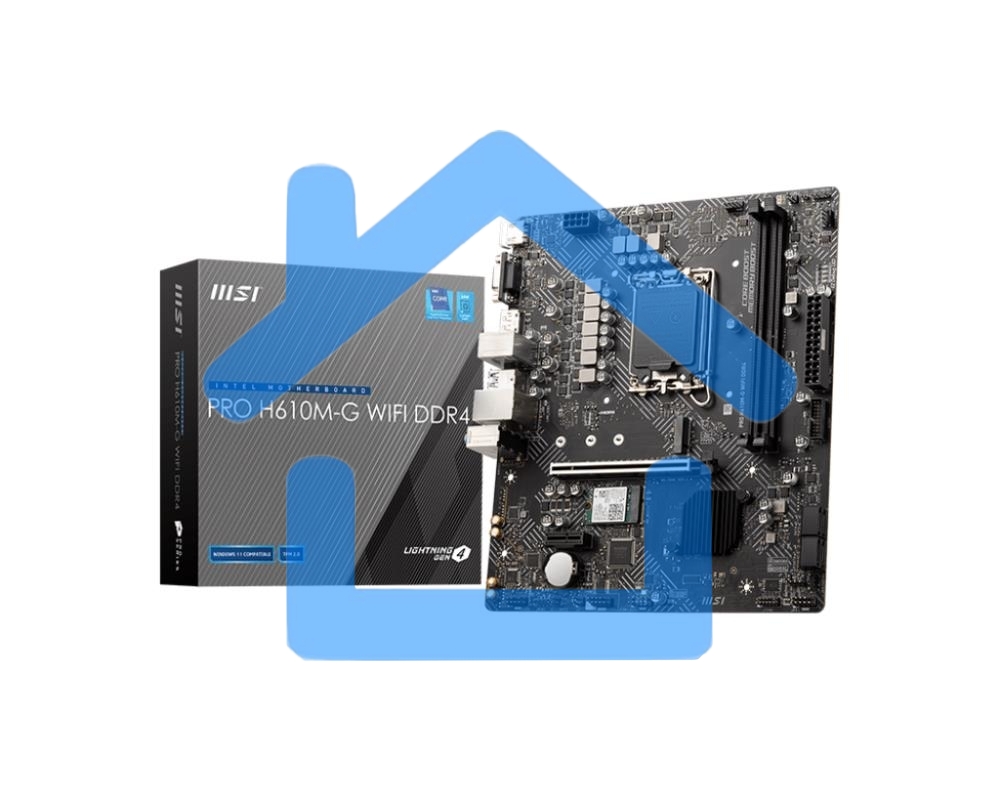 Материнская плата MSI PRO H610M-G WIFI DDR4, Socket LGA 1700, Intel H610, 2xDDR4, 4xSATA, 1xM.2, 1xPCIe 4.0 x16, 1xPCIe 3.0 x1, 1xHDMI, 1xDP, 1xVGA, 1x 1Gb LAN, 4xUSB-A 2.0, 2xUSB-A 5Gbps, 3x3.5 мм, 7.1, mATX