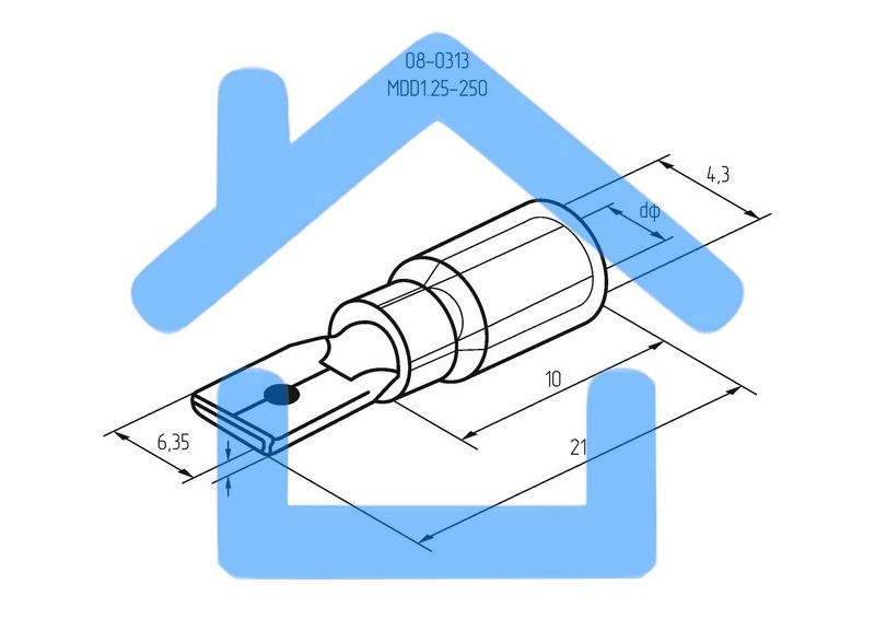 Клеммы,сжим Rexant (08-0313) КЛЕММА ПЛОСКАЯ изолированная (КПИ штекер - 6.3мм) 0.5-1.5мм (MDD1.25-250, VM1.25-250) (100 шт. в уп.)