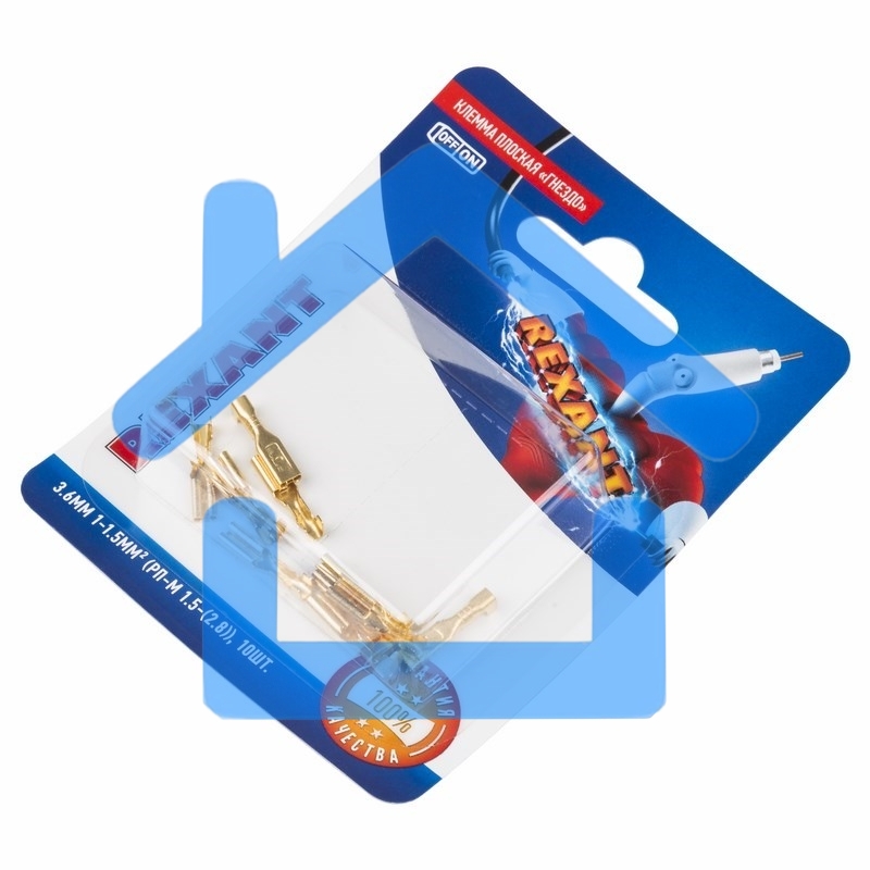 Клемма плоская Rexant, гнездо - 3.6 мм, 1 - 1.5 мм², (РП-м 1.5-(2.8) / DJ622-D2.8*0.5B), в упак. 10 шт.