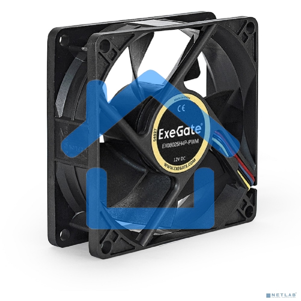 Вентилятор для корпуса ExeGate E08025H4P-PWM черный, 80 мм, 2300 об/мин, 23 дБ, 4 pin