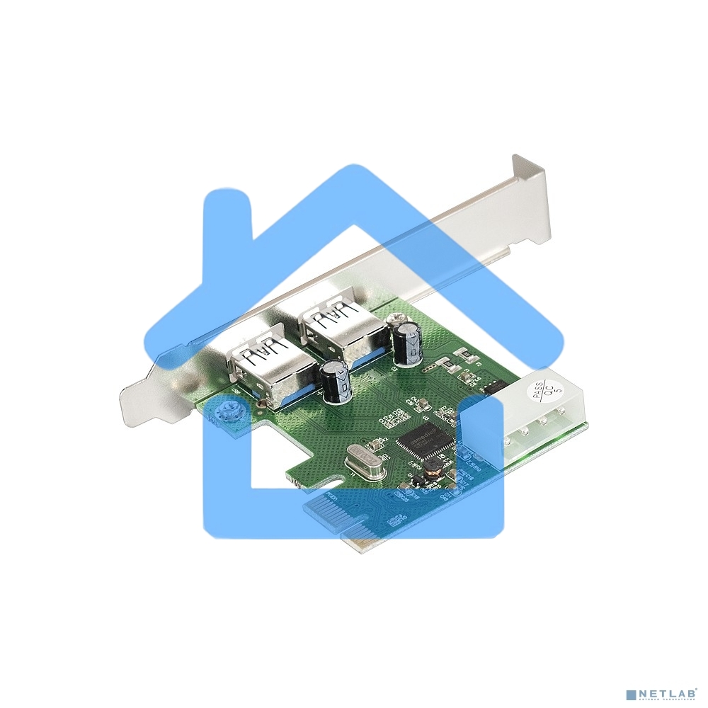 Контроллер ExeGate EXE-319 PCI-E 2.0, 2*USB 3.0 ext, разъем доп.питания (OEM)