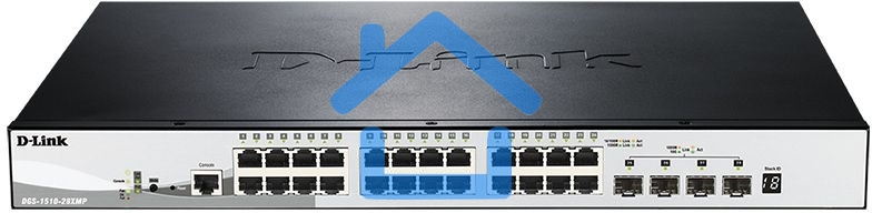 Управляемый стекируемый коммутатор D-Link DGS-1510-28XMP/A1A SmartPro с 24 портами 10/100/1000Base-T с поддержкой РоЕ и 4 портами 10G Base-X SFP+