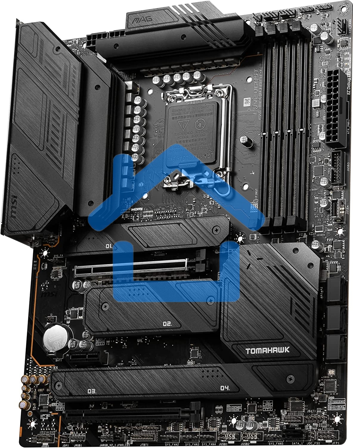 Материнская плата MSI MAG Z790 TOMAHAWK WIFI, LGA 1700, Intel Z790, 4xDDR5, 7xSATA, 4xM.2, 1xPCIe 4.0 x4, 1xPCIe 5.0 x16, 1xHDMI, 1xDP, 1x2.5Gb LAN, 4xUSB-A 3.2 Gen 1, 4xUSB-A 3.2 Gen 2, 1xUSB-C 3.2 Gen 2, 1xUSB-C 3.2 Gen 2x2, 5x3.5 мм, 7.1, Standard-ATX