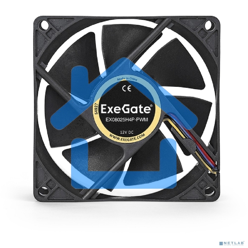 Вентилятор для корпуса ExeGate E08025H4P-PWM черный, 80 мм, 2300 об/мин, 23 дБ, 4 pin