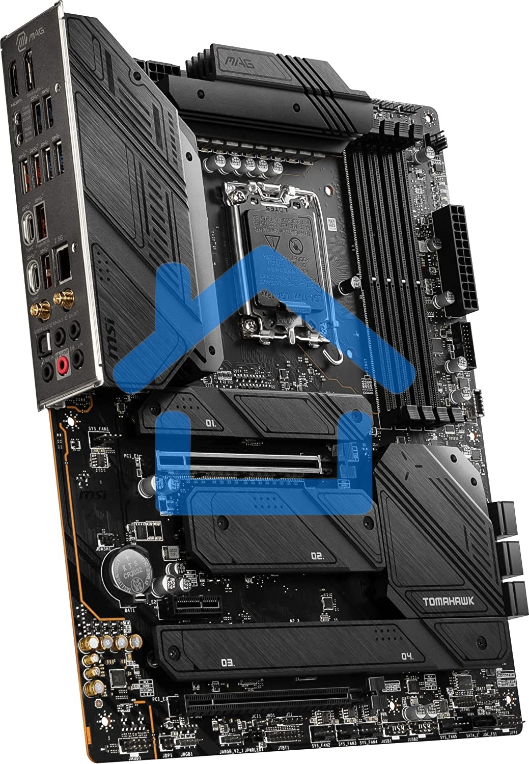 Материнская плата MSI MAG Z790 TOMAHAWK WIFI, LGA 1700, Intel Z790, 4xDDR5, 7xSATA, 4xM.2, 1xPCIe 4.0 x4, 1xPCIe 5.0 x16, 1xHDMI, 1xDP, 1x2.5Gb LAN, 4xUSB-A 3.2 Gen 1, 4xUSB-A 3.2 Gen 2, 1xUSB-C 3.2 Gen 2, 1xUSB-C 3.2 Gen 2x2, 5x3.5 мм, 7.1, Standard-ATX
