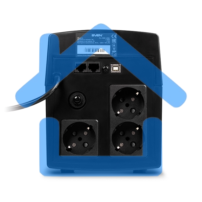 Источник бесперебойного питания SVEN Pro 1000 1000VA/720W USB, RJ-45 (3 EURO) 