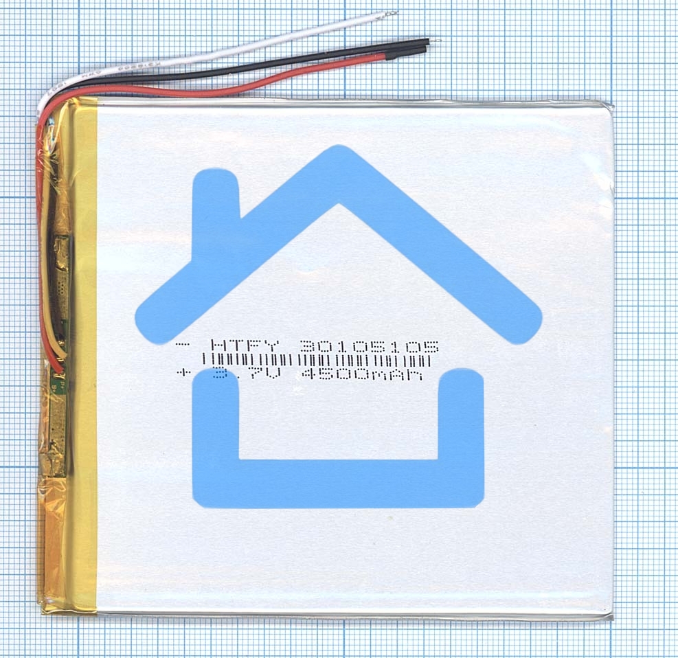 Аккумулятор Li-Pol (батарея) 3*105*105мм 3pin 3.7V/4500mAh