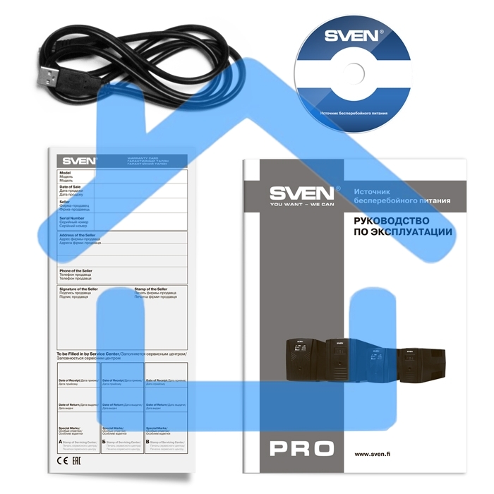 Источник бесперебойного питания SVEN Pro 1000 1000VA/720W USB, RJ-45 (3 EURO) 