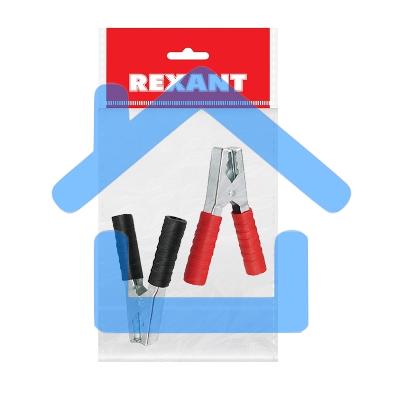 Зажим крокодил Rexant, длина 150 мм, ток 250A, 2 шт., пакет БОПП