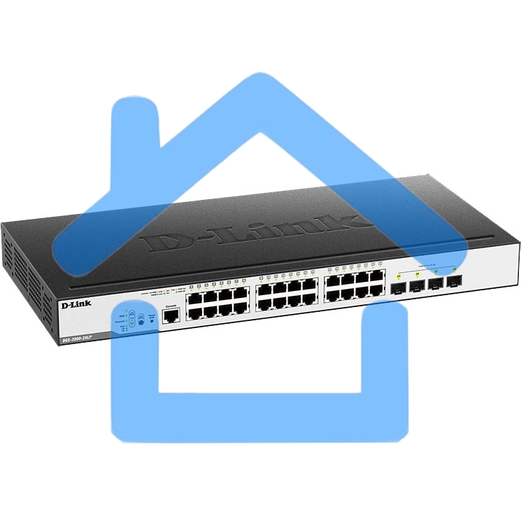 Коммутатор D-Link Switch DGS-3000-28LP/B1A Управляемый коммутатор 2 уровня с 24 портами 10/100/1000Base-T и 4 портами 1000Base-X SFP (24 порта с подде