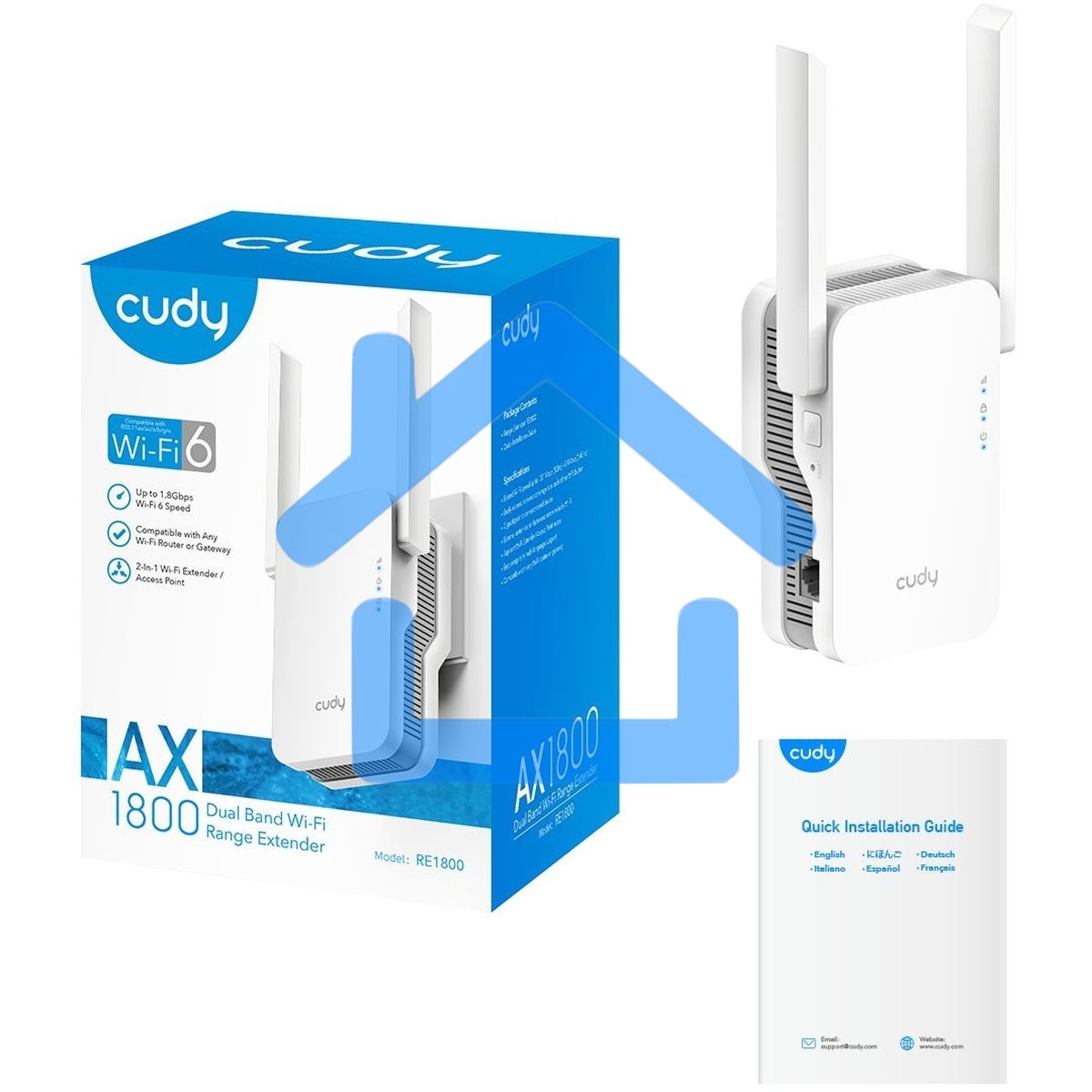 Повторитель беспроводного сигнала Cudy RE1800 AX1800 10/100/1000BASE-TX/Wi-Fi белый