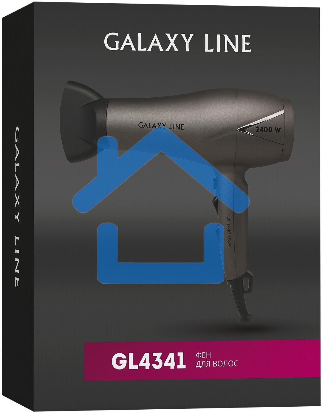 Фен для волос Galaxy Line GL 4341, коричневый, 2400 Вт, 2 скорости потока воздуха, 3 температурных режима, функция 