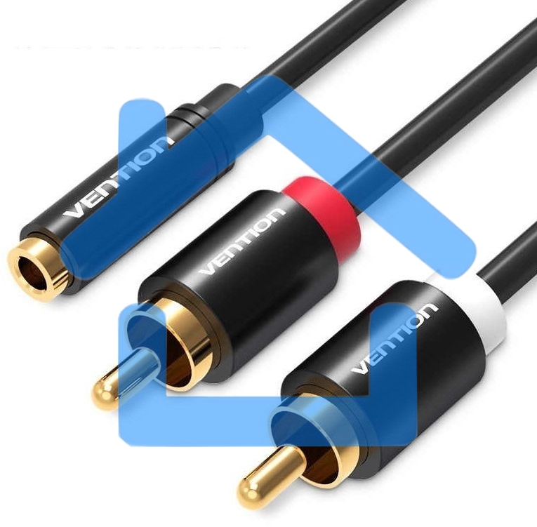 Кабель Vention аудио Jack 3,5 мм F/2RCA M - 2м черный