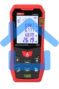 Лазерный дальномер UNI-T LM50A до 50 метров Диапазон расстояний (50 м); Тип дисплея (ЖК); Единицы измерения (м/фут/дюйм); Основа измерения (спереди/сзади);