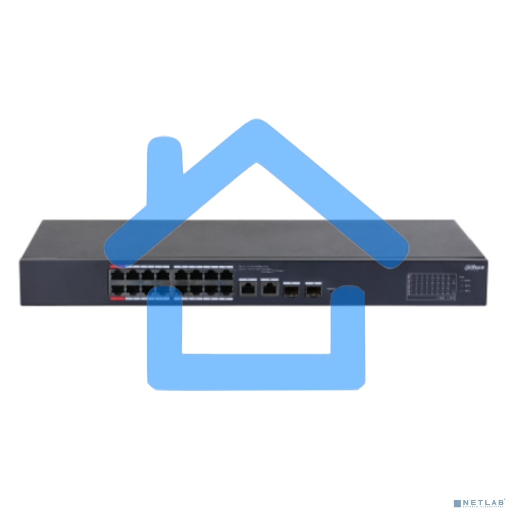 Коммутатор Dahua DH-CS4218-16ET-190 (L2) 16x100Мбит/с 2x1Гбит/с 2xКомбо(1000BASE-T/SFP) 2SFP 16PoE 190W управляемый