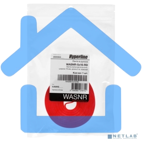 Лента (липучка) в рулоне Hyperline WASNR-5x16-RD, ширина 16 мм, длина 5 м, красная