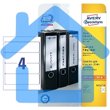 Этикетки самоклеящиеся для папок-регистраторов Avery Zweckform L4761-25 A4, 61x192 мм, 4 шт, универсальная, 80 г/м2, 25 л, белый Этикетки самоклеящиеся для папок-регистраторов Avery Zweckform L4761-25 A4, 61x192 мм, 4 шт, универсальная, 80 г/м2, 25 л, белый