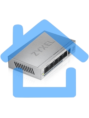 Коммутатор Zyxel GS1005HP Switch PoE +, 5xGE (4xPoE +), desktop, metal, silent, PoE budget 60 W