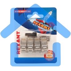 Разъем сетевой Rexant LAN на кабель, штекер 8Р8С (Rj-45), под обжим, в экране, (10шт.)