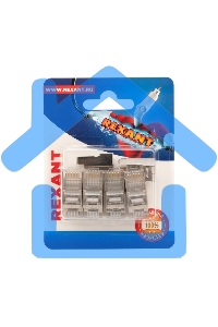 Разъем сетевой Rexant LAN на кабель, штекер 8Р8С (Rj-45), под обжим, в экране, (10шт.)