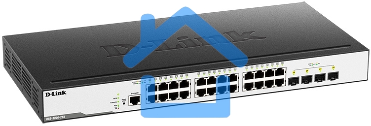 Коммутатор D-Link DGS-3000-28X/B, L2 Managed Switch with 24 10/100/1000Base-T ports and 4 10Gbase-X SFP+ ports.16K Mac address, 802.3x Flow Control, 4K of 802.1Q VLAN, VLAN Trunking, 802.1p Priority Queues, Tra