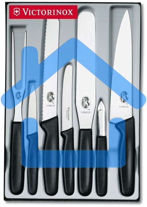 Набор ножей кухонных Victorinox Standart (5.1103.7) компл.:4шт вилка черный подар.коробка