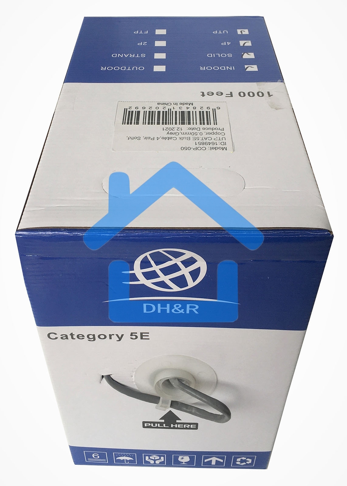 Кабель сетевой Ningbo UTP 4 пары cat5E solid 0.5мм Cu molded 305м серый